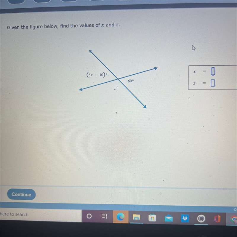 (25 Points Guaranteed) Given The Figure Below, Find The Values of x and z.-example-1