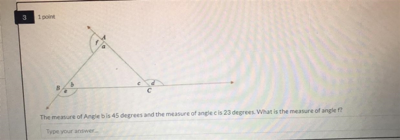 The measure of Angle b is 45 degrees and the measure of angle c is 23 degrees. What-example-1