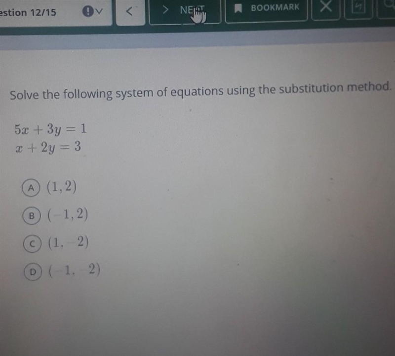 solve the following system of equation using the substitution method 5x + 3y equals-example-1