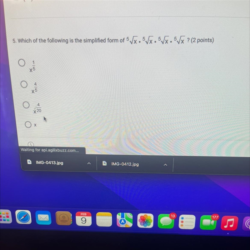 5. Which of the following is the simplified form of 57.57.57.57x ? (2 points)-example-1