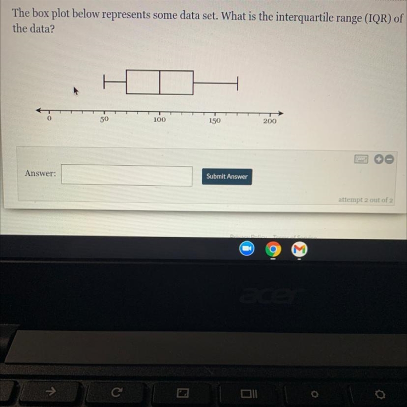 The box plot below represents some data set. What is the interquartile range (IQR-example-1