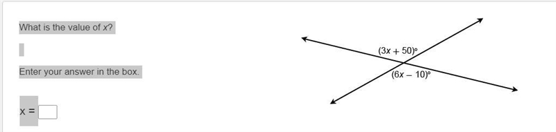 What is the value of x? PLEASE HELP!!!!!! Enter your answer in the box. x =-example-1