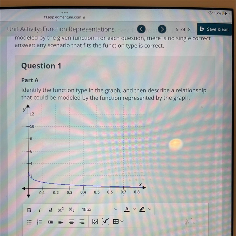 40 points!!!Identify the function type in the graph, and the. Describe a relationship-example-1