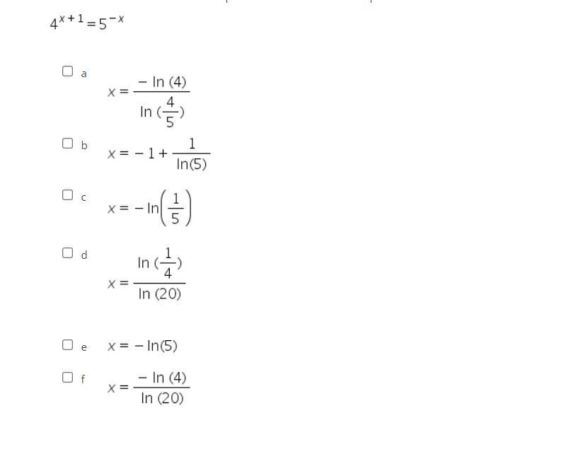 What are the solutions to the equation below: 4x^x+1 = 5^-x (100 points) THERE IS-example-1