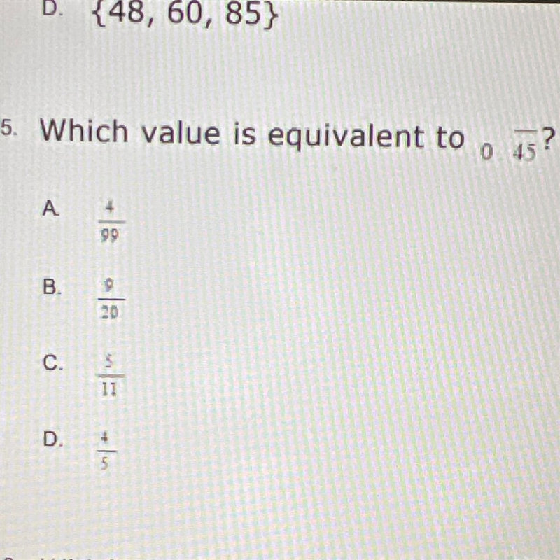 Which value is equivalent to /0.45?-example-1