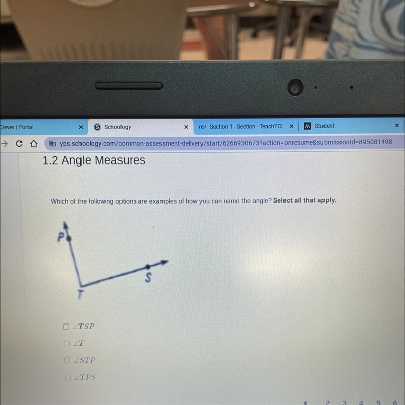 Which of the following options are examples of how you can name the angle?-example-1