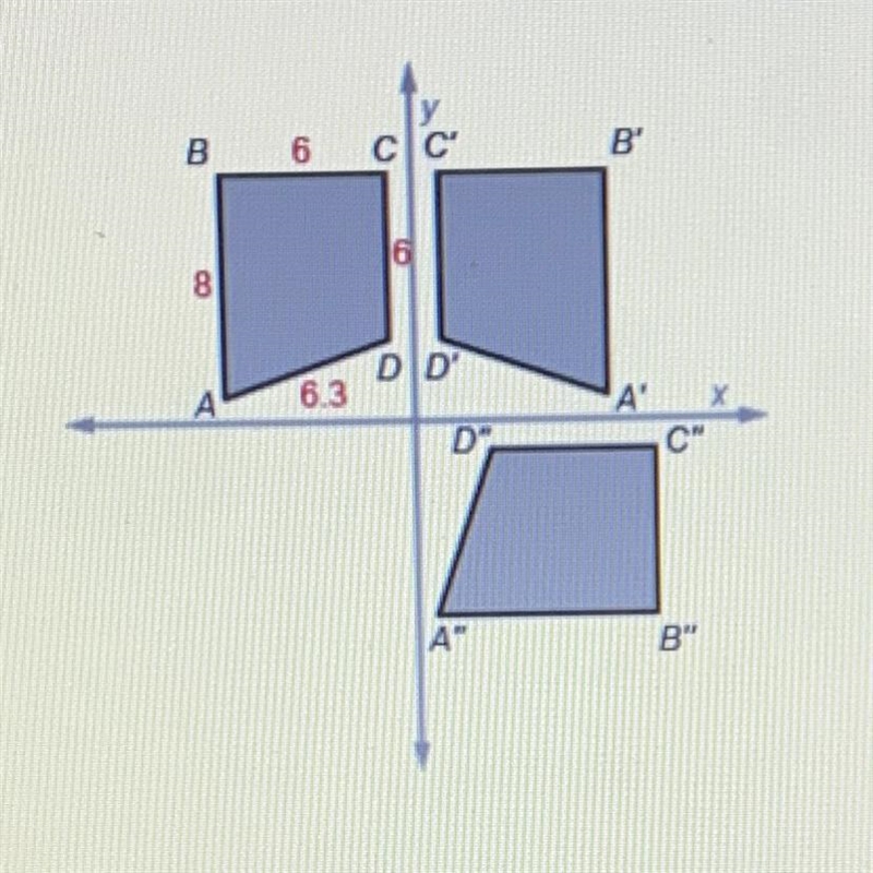 Answer the questions to describe the transformations of figure ABCD.1. Is A'B'C'D-example-1