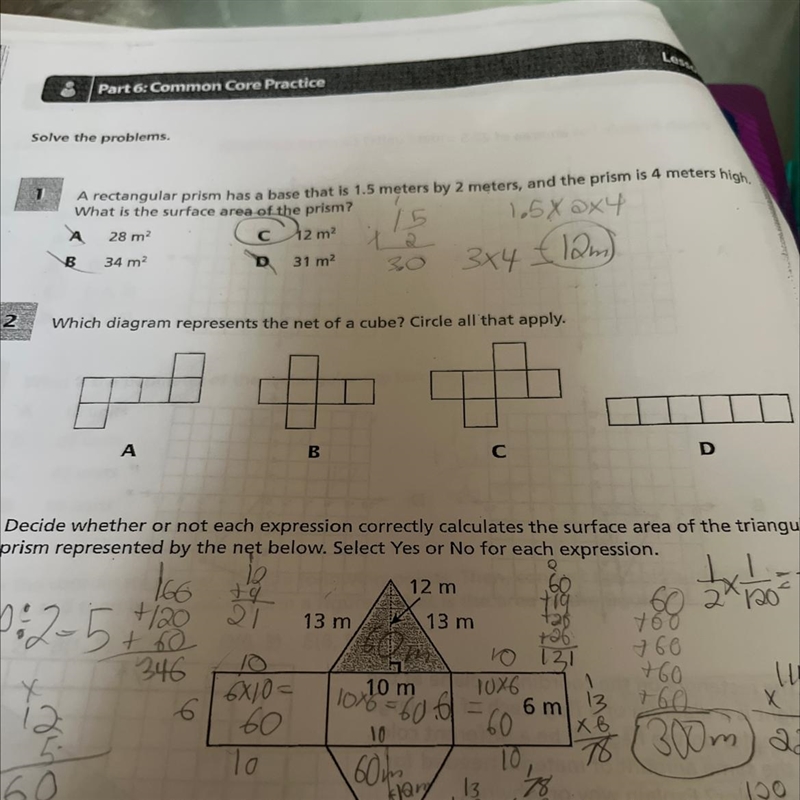 Which diagram represents the net of a cube? Circle all that apply.-example-1