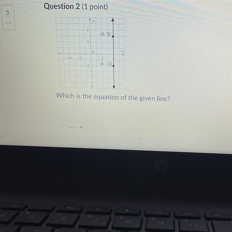 T 15 the 2 -2 y 0 (4.3) 2 (4.-2), ** Which is the equation of the given line?-example-1