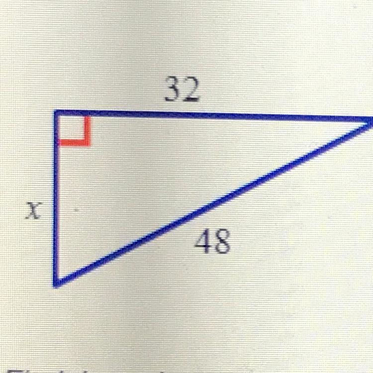 Find the unknown side length, x. Write your answer in simplest radical form. A. 4132 B-example-1