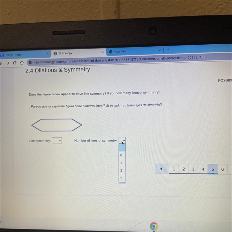 Does the figure below appear to have line symmetry? If so, how many lines of symmetry-example-1