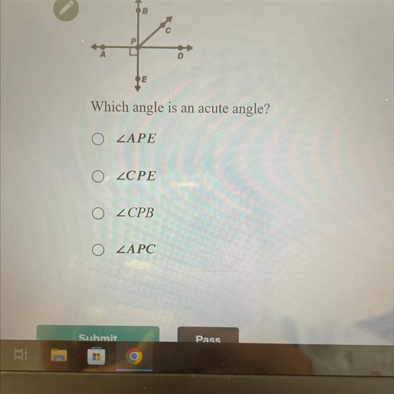 Which angle is an acute angle?-example-1