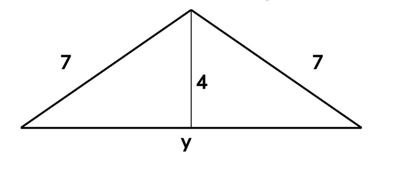 Solve for y given that the height of the triangle is 4 miles and each of the legs-example-1