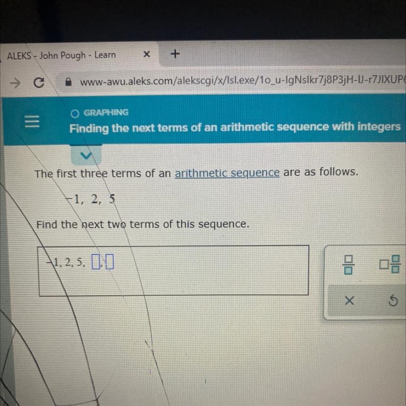 O GRAPHING=Finding the next terms of an arithmetic sequence with integersThe first-example-1