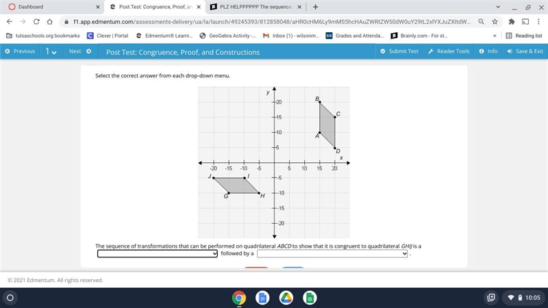 Can I get some help on this please?Options 1: reflection accross the y-axis, 90 degree-example-1