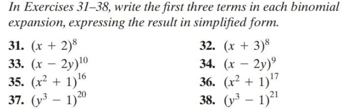 Hello,Could you help me with question 31? It is:Write the first three terms in each-example-1