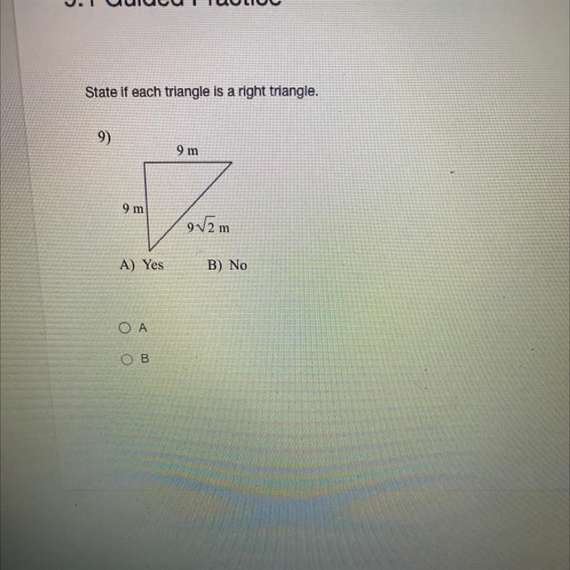 State if each triangle is a right triangle.-example-1