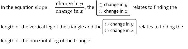 Complete the statement: A: Box 1: Change in y B: Box 1: Change in x C: Box 2: Change-example-1