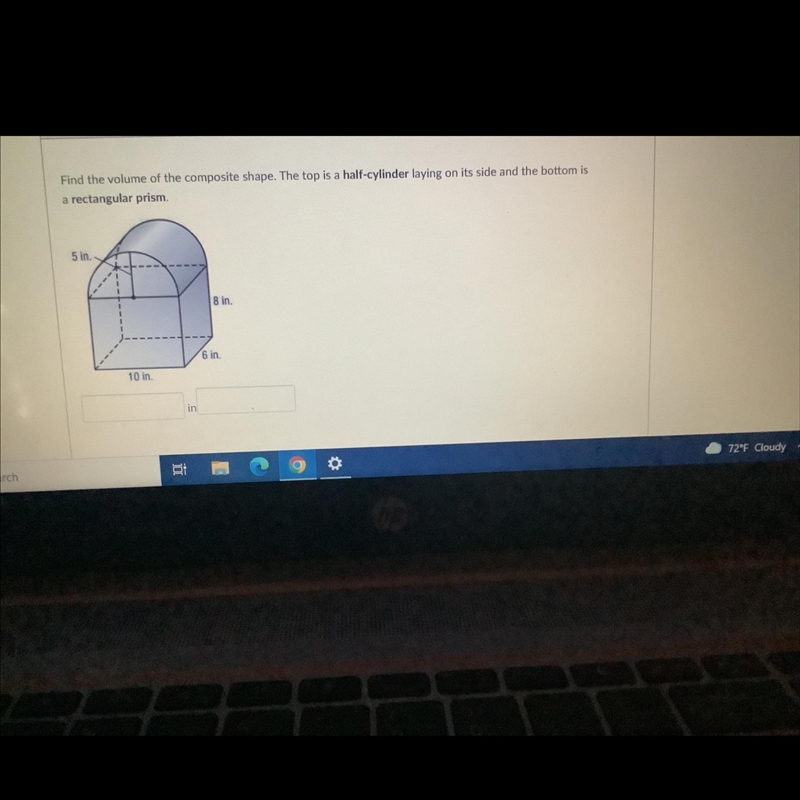 Find the volume of the compass. It is a half cylinder laying on its side in the bottom-example-1