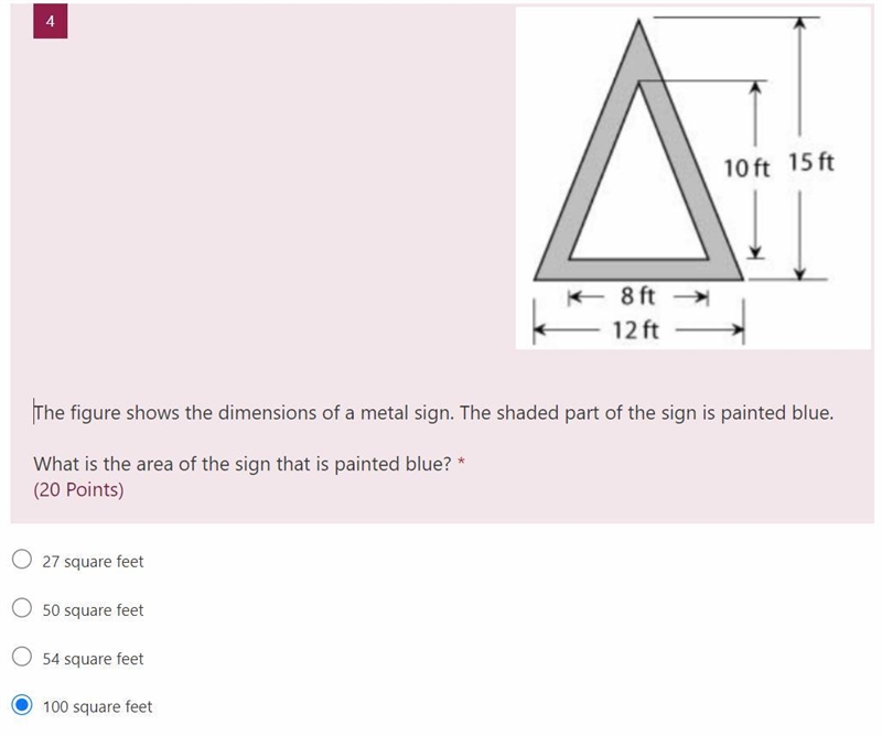 The figure shows the dimensions of a metal sign. The shaded part of the sign is painted-example-1