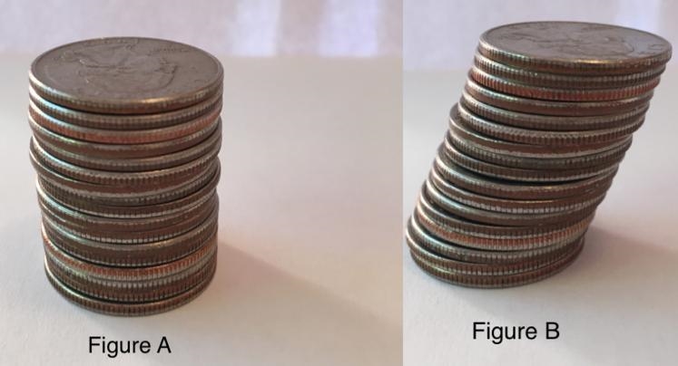 How are the two coin stacks different from each other? does either stack of coins-example-1