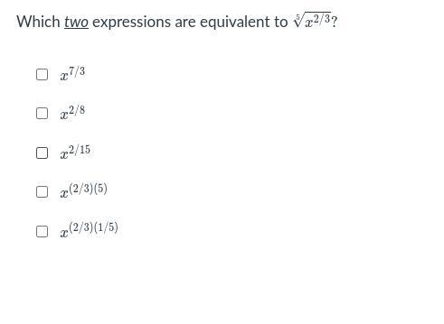 HELPPP! Which two expressions are equivalent to-example-1