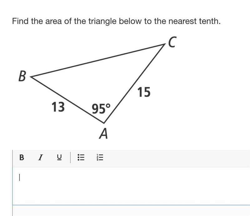 Find the area of the triangle below to the nearest tenth.-example-1