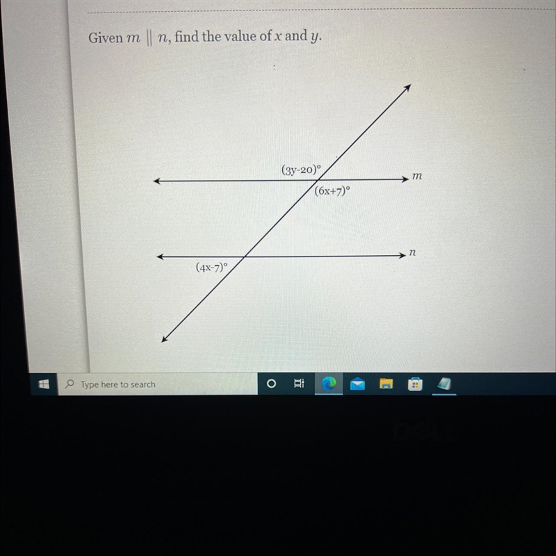 Given m||n, find the value of x and y.-example-1