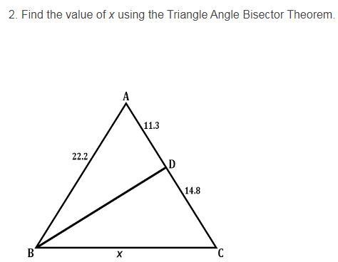 Please help! Find the value of x using the Triangle Angle Bisector Theorem.-example-1