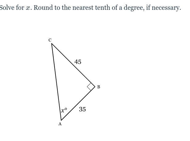 Solve for x. Round to the nearest tenth of a degree, if necessary.-example-1