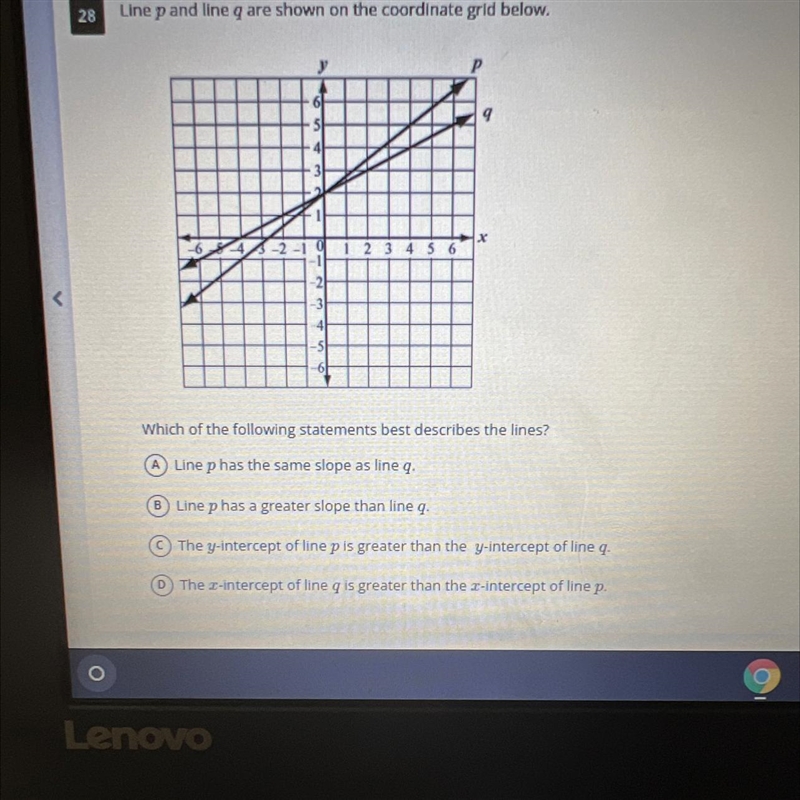 Which of the following statements best describes the lines?-example-1