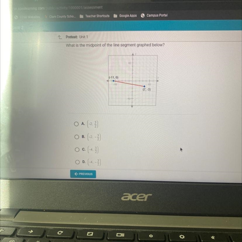 HELP ASAP!! What is the midpoint of the line segment graphed below?-example-1