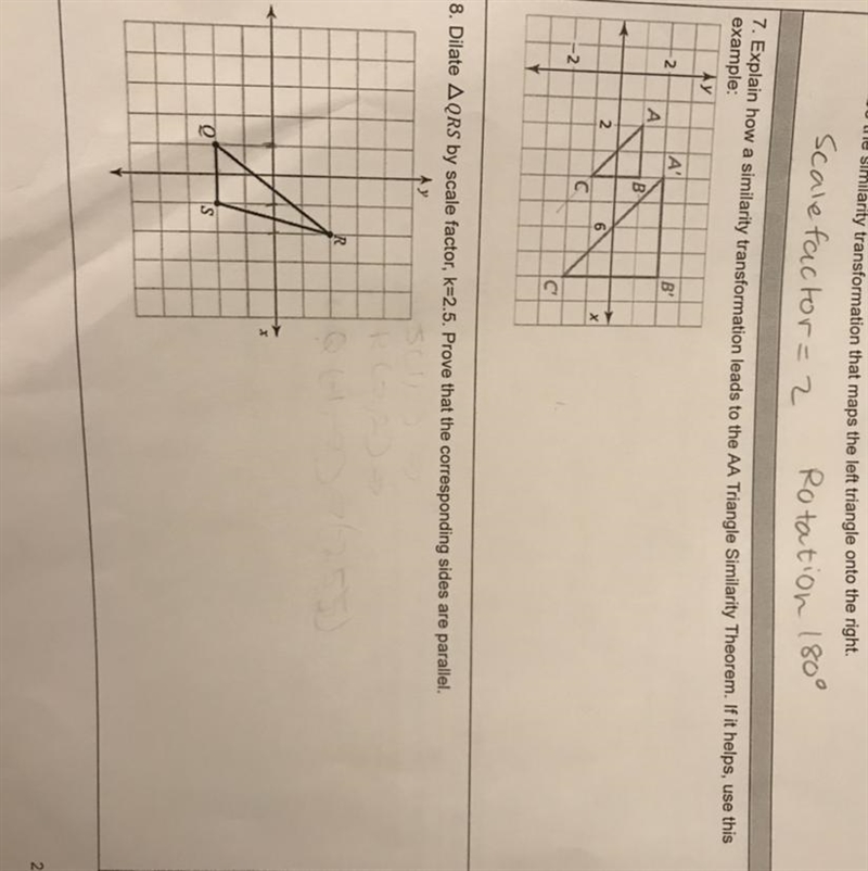 I need help with 7 and 8 explanations and show work for solving?-example-1