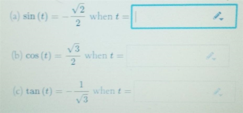 solve the equations below exactly. Give your answers in radians, and find all possible-example-1