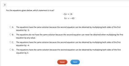 For the equations given below, which statement is true? A. The equations have the-example-1