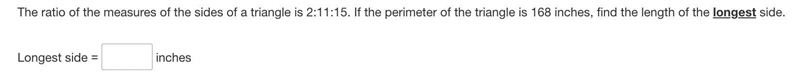 The ratio of the measures of the sides of a triangle is 2:11:15. If the perimeter-example-1