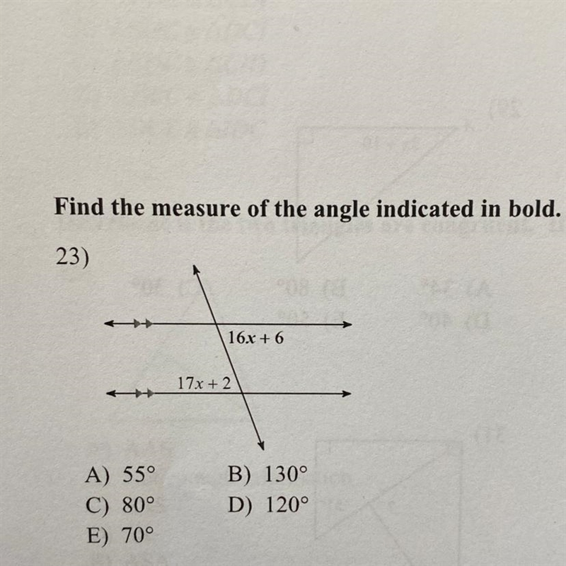 Find the measure of the angle indicated in bold. HURRY PLEASE!!!-example-1