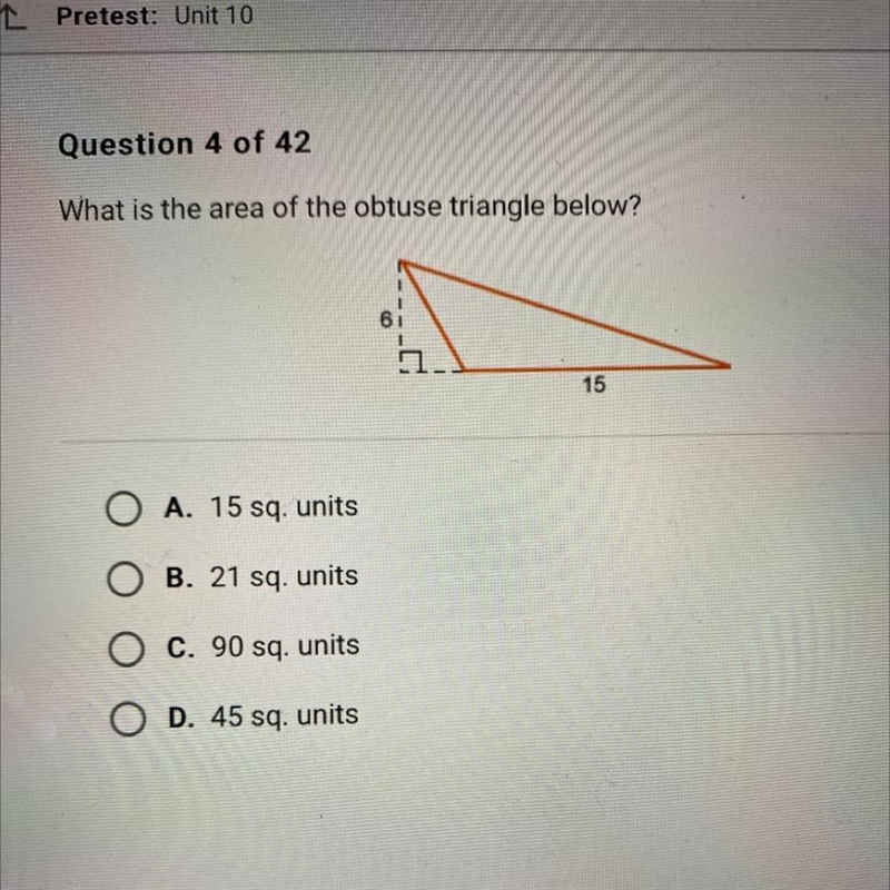 What is the area of the obtuse triangle Below?-example-1