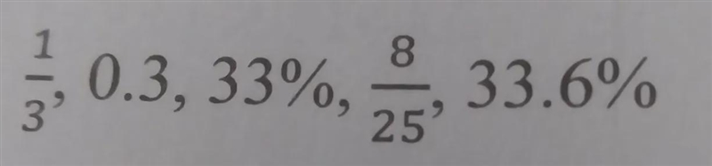 I need to convert the numbers to presents then put them in order least to greatest-example-1