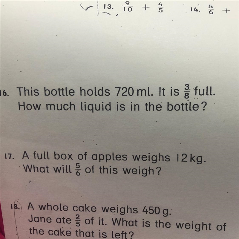 This bottle holds 720ml.It is 3/8 full.How much liquid is in the bottle?-example-1