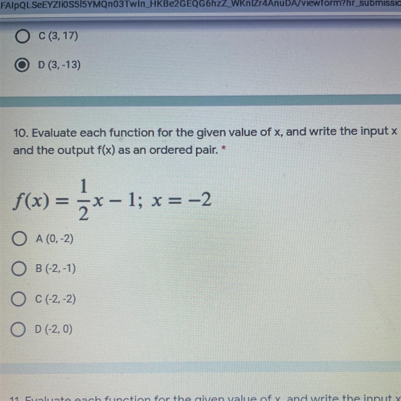 10. Evaluate each function for the given value of x, and write the input x and the-example-1