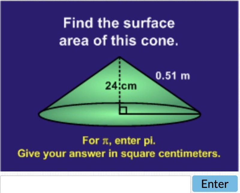 Find the surface area of this cone.-example-1