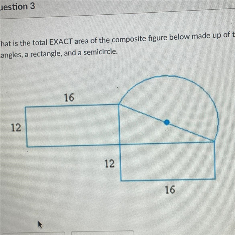 what is the total EXACT area of the composite figure made up of two triangles, a rectangle-example-1