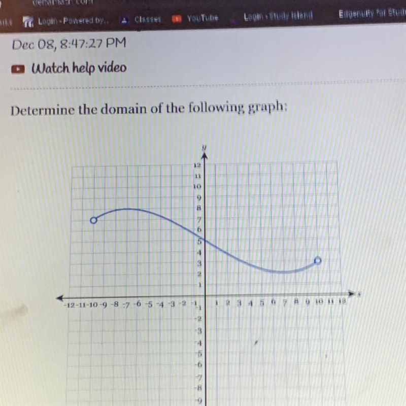 Determine the domain of the following graph-example-1