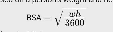 The total body surface area, or BSA, of a human is difficult to calculate. There are-example-1