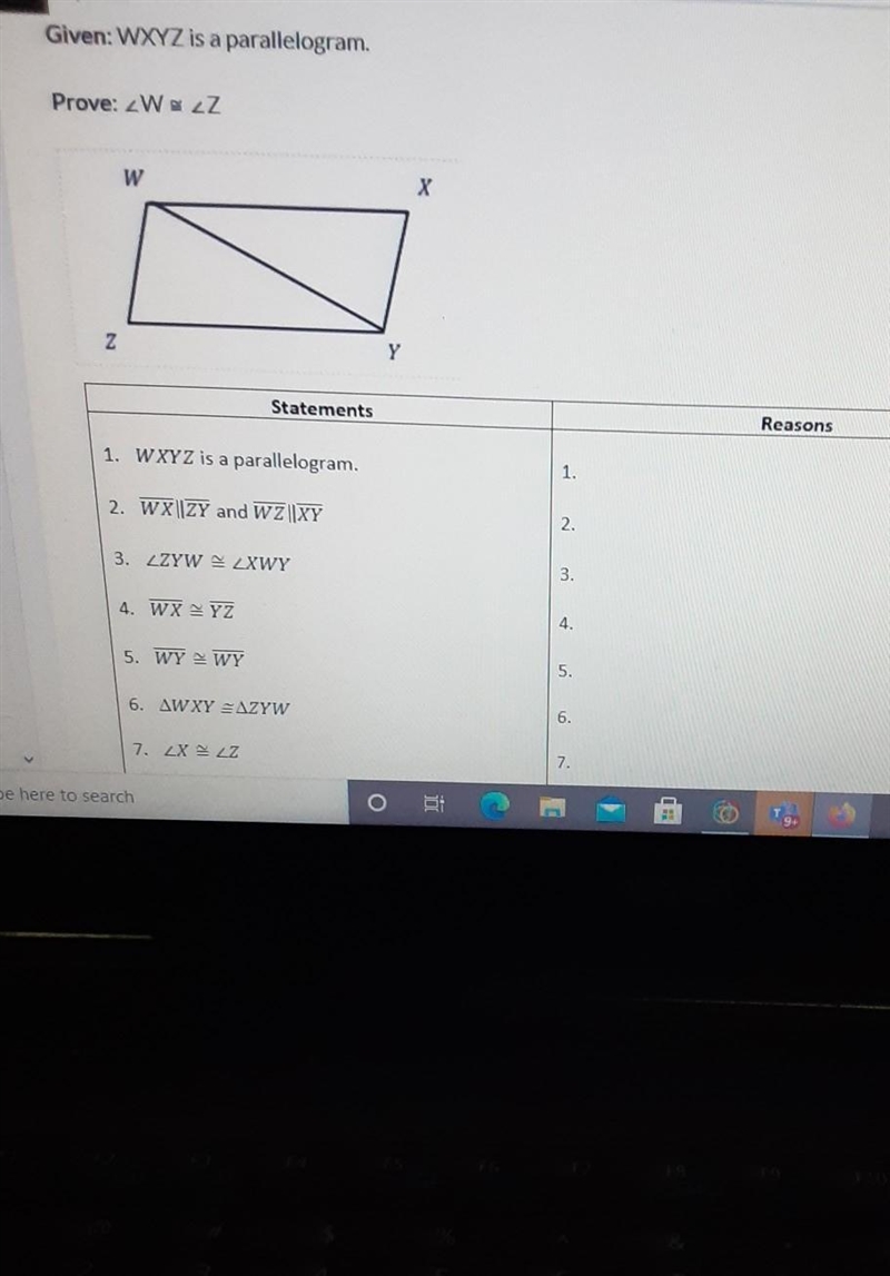 for each of the 7 you have to determine whether its alternative exterior angles, same-example-1