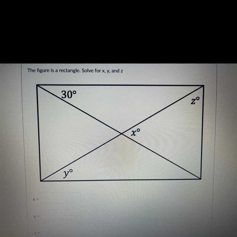 Help please, solve for x y and z-example-1