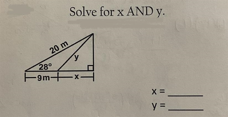 Solve for X and Y Picture above-example-1