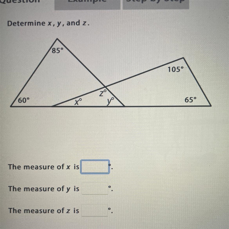 Determine x, y, and z.-example-1