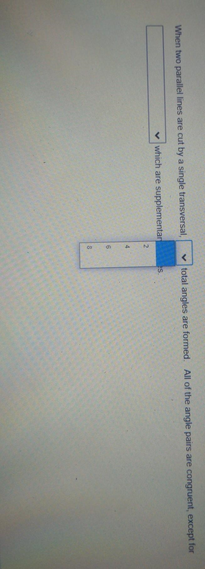 how do I find weather to parallel lines are cut by an angle transversal "blank-example-1